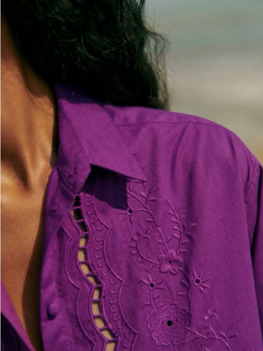 Sezane Maxy Shirt in Purple - Picture 5 of 11
